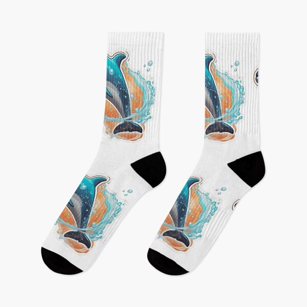 Item preview, a cheerful dolphin leaping out of the water, surrounded by bubbles. designed and sold by Strange-desigN.
