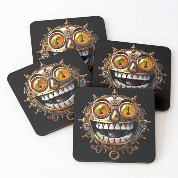 Item preview, Steampunk Faulty Crazy Clockwork Robot Evil Smiley Emoji designed and sold by RedStrokesDns.