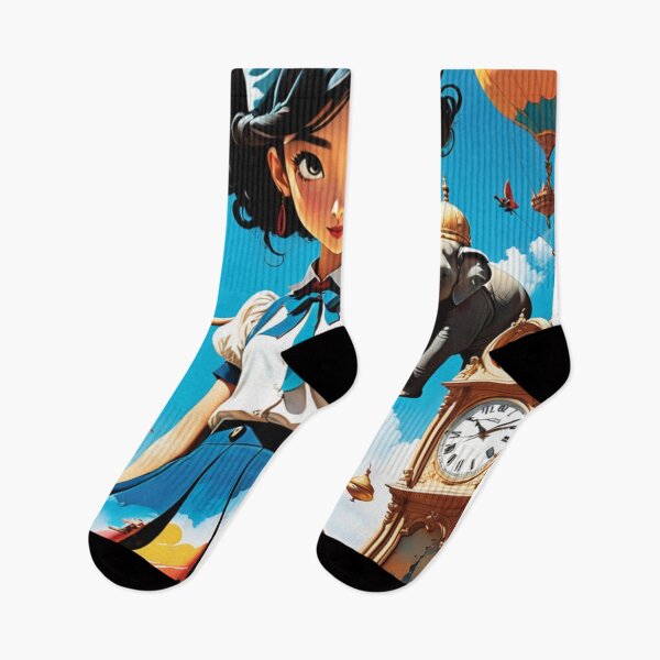 Item preview, Beautiful Cute and Sexy New Japanese Anime Girl Character in Salvador Dali Style Retro Art Displayed in Vintage-style Aged Screen Print Movie Poster designed and sold by Butler in the Home.