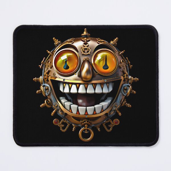 Item preview, Steampunk Faulty Crazy Clockwork Robot Evil Smiley Emoji designed and sold by RedStrokesDns.