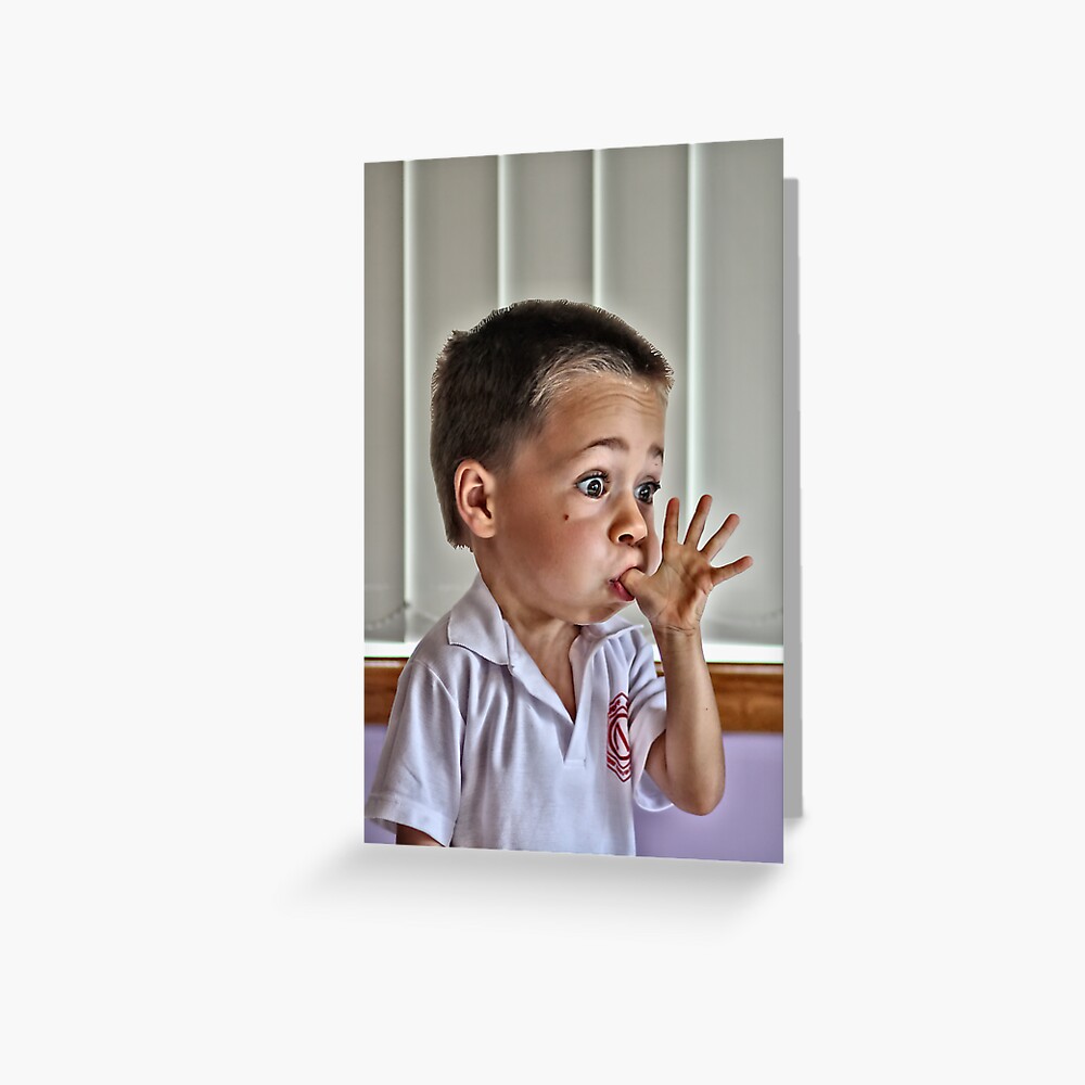 "Do you think I can make my head explode?" Greeting Card by