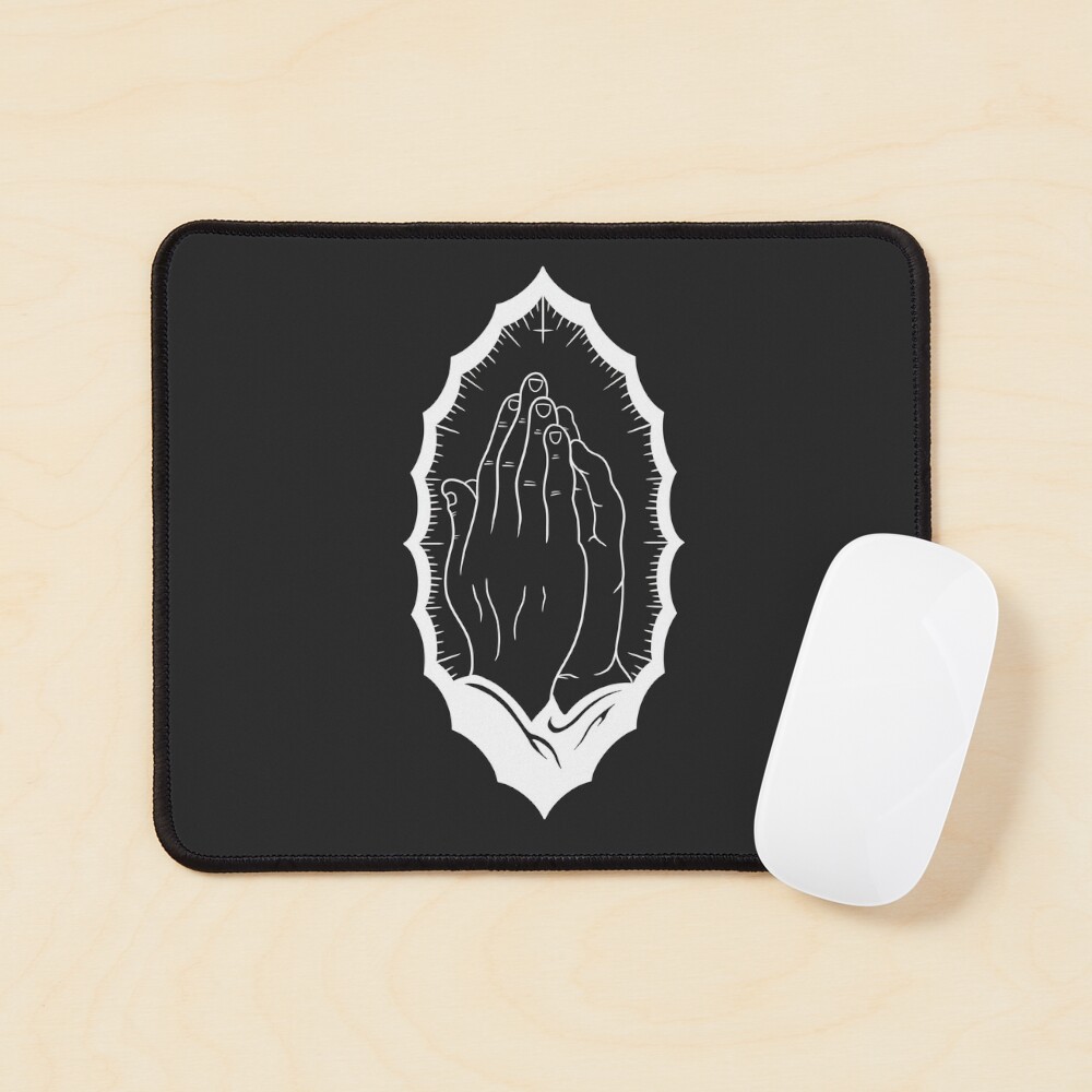 DEMON PRAYING HANDS TATTOO FLASH - White