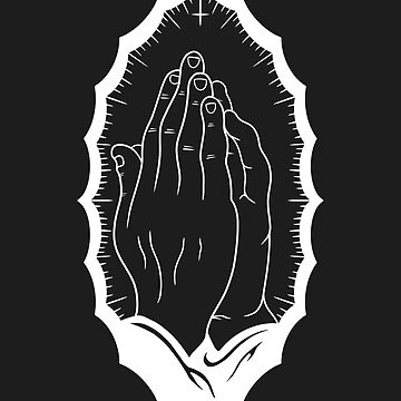 DEMON PRAYING HANDS TATTOO FLASH - White