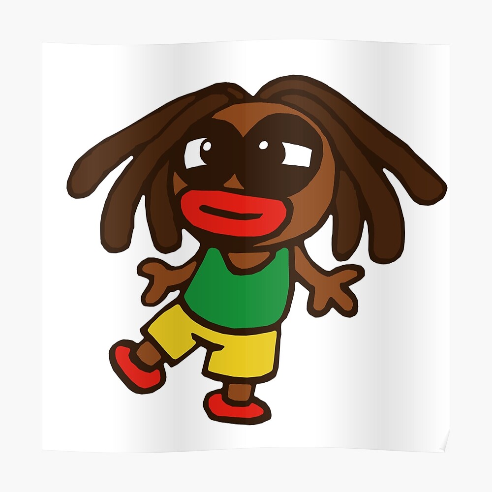 cartoon rasta reggae afro boy