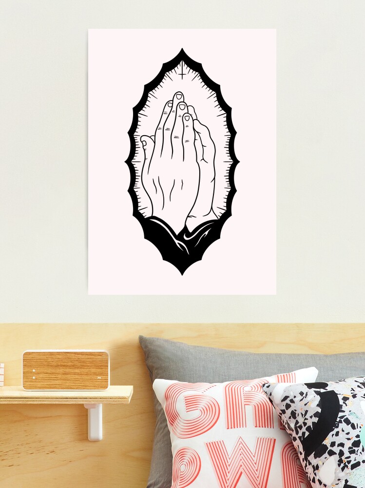 【美品】TATTOO FLASH POSTER Praying Hands Praying Hands & Roses Flash Tattoo Art Design