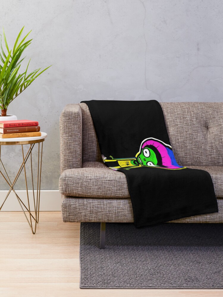 Thumbnail 2 of 6, Throw Blanket, Funny Cartoon Rapper designed and sold by jeanmbart.