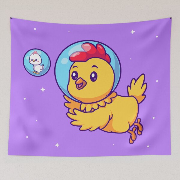 Item preview, Chicken with Astronaut Helmet and Moon Hat Cartoon designed and sold by hjian8219.