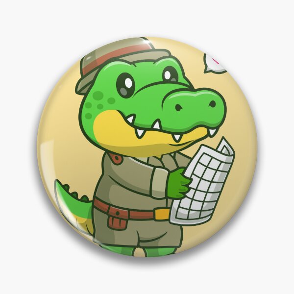 Item preview, Crocodile with Map and Desert Explorer Hat Cartoon designed and sold by hjian8219.