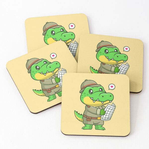 Item preview, Crocodile with Map and Desert Explorer Hat Cartoon designed and sold by hjian8219.