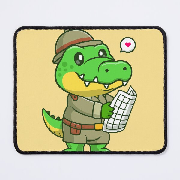 Item preview, Crocodile with Map and Desert Explorer Hat Cartoon designed and sold by hjian8219.