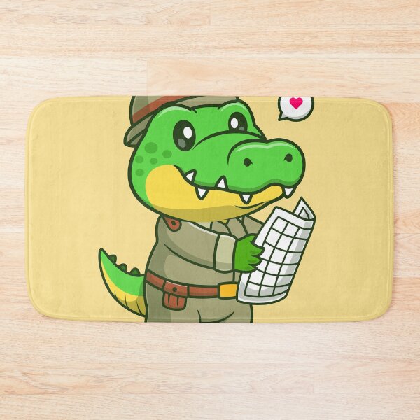 Item preview, Crocodile with Map and Desert Explorer Hat Cartoon designed and sold by hjian8219.