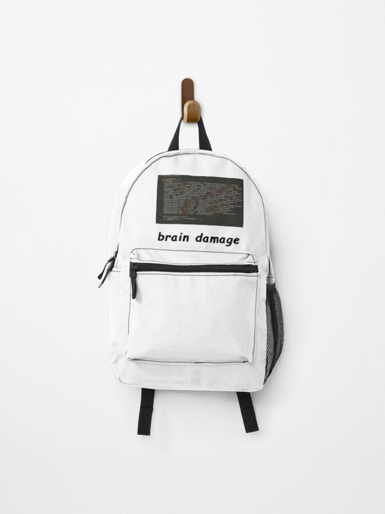 Thumbnail 1 of 3, Backpack, Cursed Code "brain damage" meme designed and sold by Rainy-Racoon.
