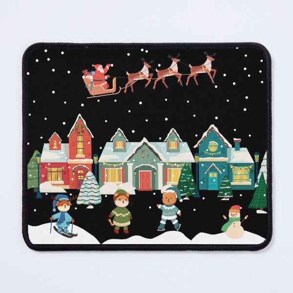 Item preview, Cats and Deer Gathering in Town on a White Christmas designed and sold by commondreamer.