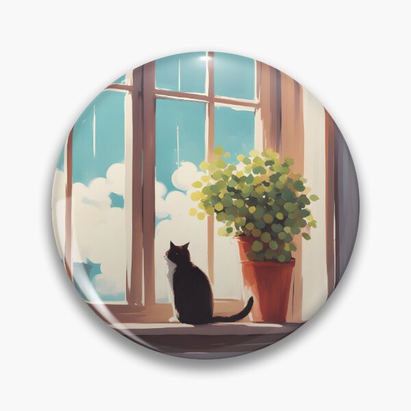 Item preview, aesthetic Black Cat in the Window designed and sold by Catophile.