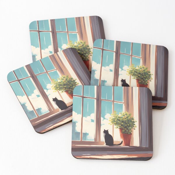 Item preview, aesthetic Black Cat in the Window designed and sold by Catophile.