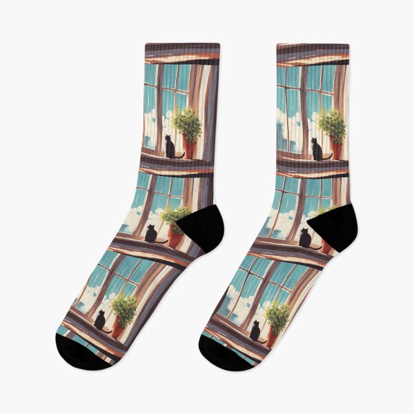 Item preview, aesthetic Black Cat in the Window designed and sold by Catophile.