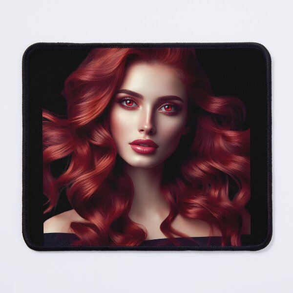 Item preview, Woman portrait with red hair and eyes designed and sold by AI-Only Creations.