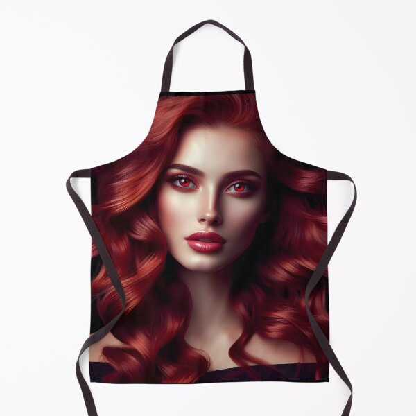Item preview, Woman portrait with red hair and eyes designed and sold by AI-Only Creations.