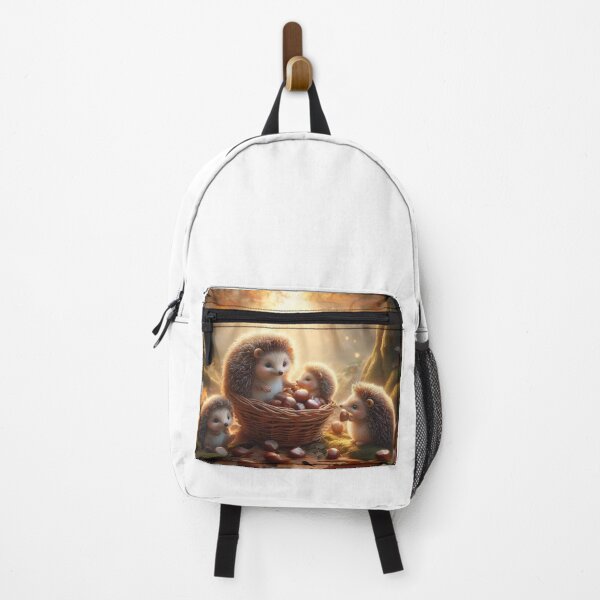 Item preview, Cute Baby Hedgehogs gathering Chestnuts in the Autumn Woods designed and sold by DreamyEscapism.
