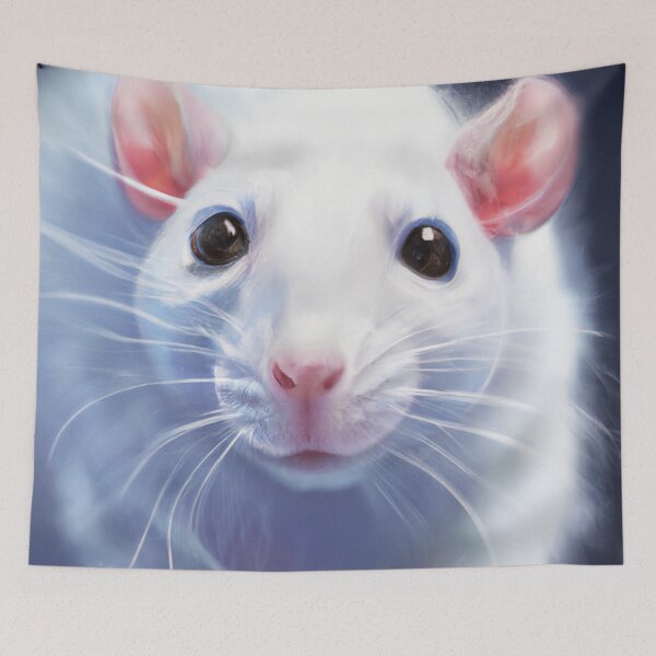 Item preview, fluffy white rat designed and sold by mindgoop.