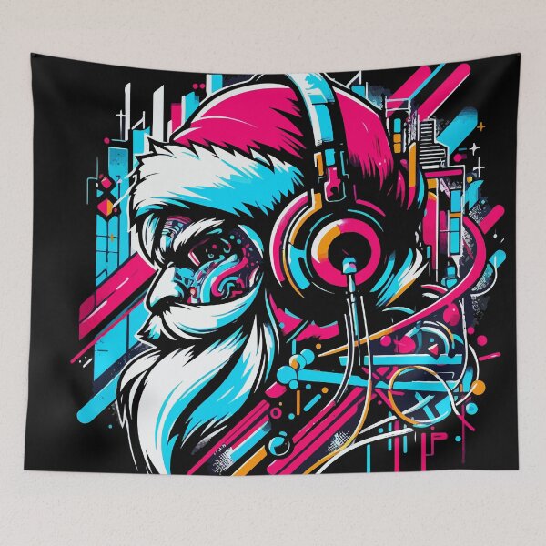Item preview, Santa Claus with headphones on his ears listening to music.  designed and sold by Lukasz Kobylka.