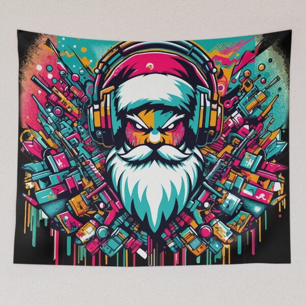Item preview, Santa Claus with headphones on his ears listening to music.  designed and sold by Lukasz Kobylka.