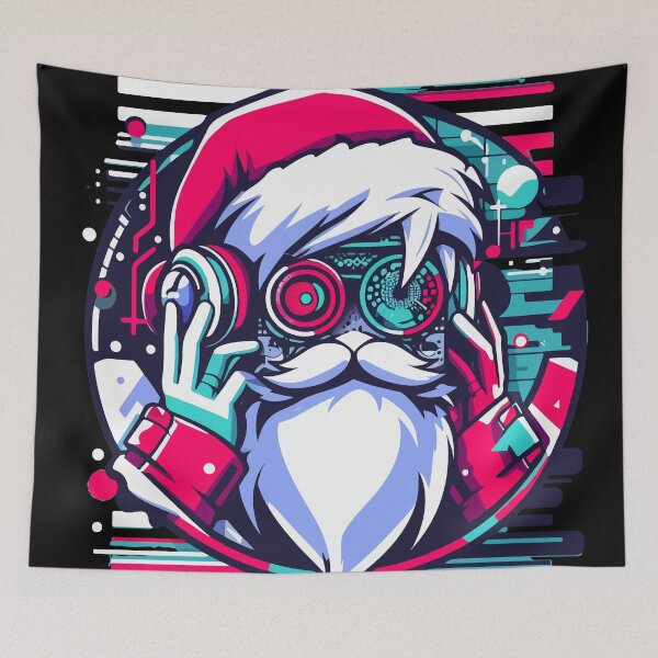 Item preview, Santa Claus with headphones on his ears listening to music.  designed and sold by Lukasz Kobylka.