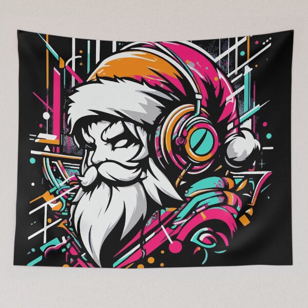 Item preview, Santa Claus with headphones on his ears listening to music.  designed and sold by Lukasz Kobylka.
