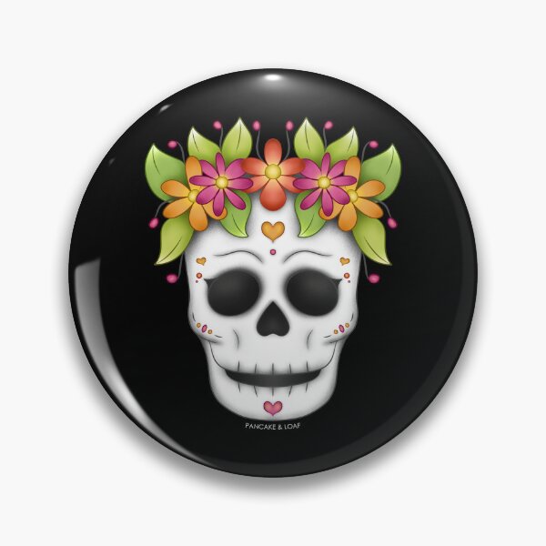 Item preview, Sugar Skull with Flower Crown - Day of the Dead designed and sold by PancakeAndLoaf.