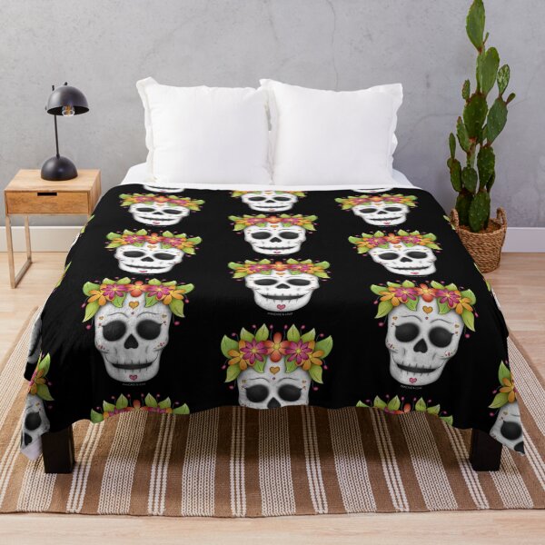 Item preview, Sugar Skull with Flower Crown - Day of the Dead designed and sold by PancakeAndLoaf.