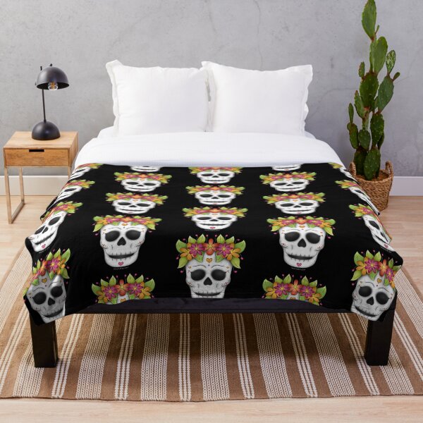 Item preview, Sugar Skull with Flower Crown - Day of the Dead designed and sold by PancakeAndLoaf.