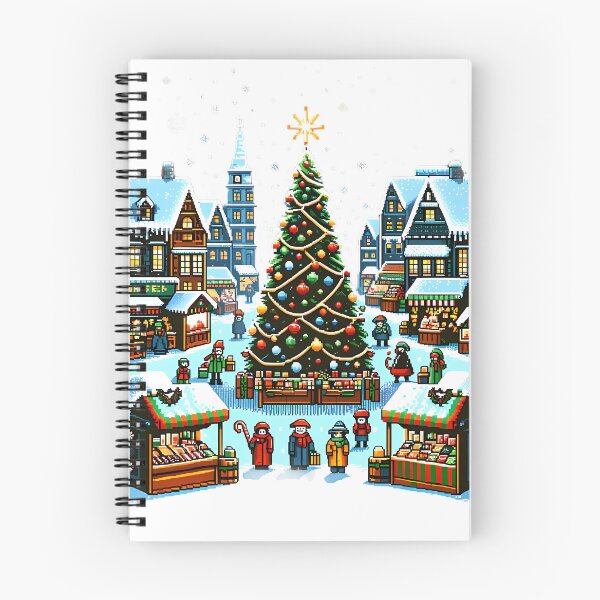 Item preview, Retro Pixel Christmas Market Scene designed and sold by OblakShop.