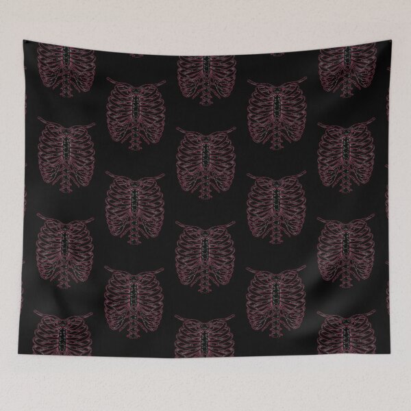 Item preview, White Skeleton Rib Cage with magenta red outlines  designed and sold by hockeng.