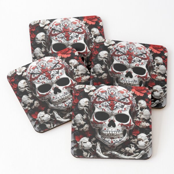 Item preview, Create cool Asian Design red white black with bones and The skull designed and sold by MattCollinsShop.
