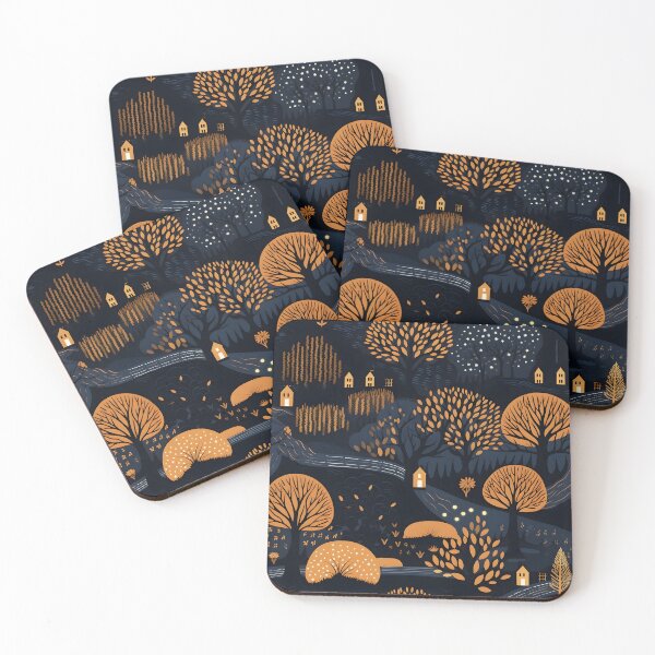 Item preview, Enchanted Night Forest: Whimsical Autumn Pattern designed and sold by inkArtistryfine.