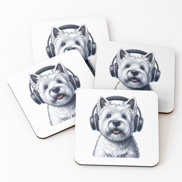 Item preview, Dog with Headphones -  Westie designed and sold by Truck Stop One.