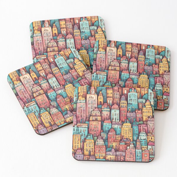 Item preview, Magical Colorful City Pattern designed and sold by DigiDreamyArt.