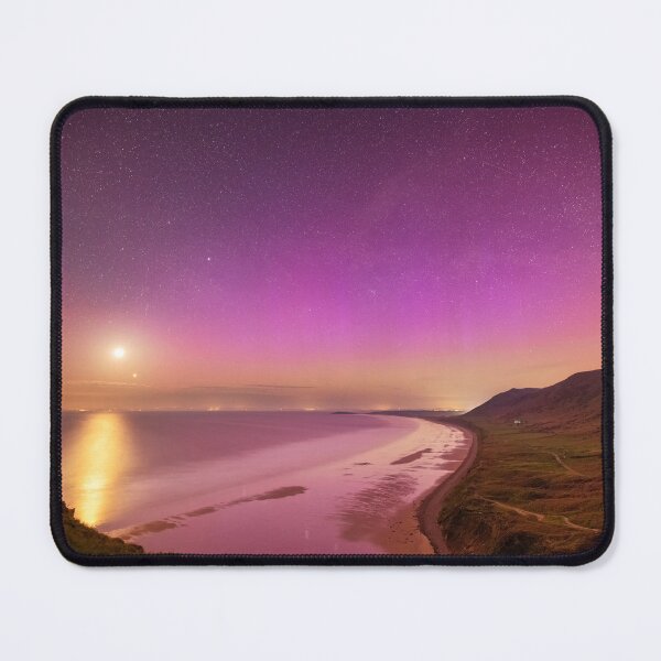 Item preview, Northern Lights and Moon over Rhossili Bay, Gower designed and sold by Dan Santillo.