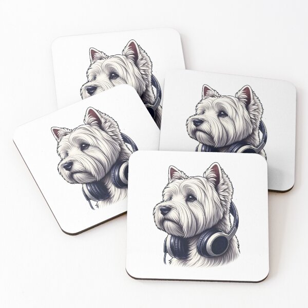 Item preview, Dog with Headphones -  Westie designed and sold by Truck Stop One.