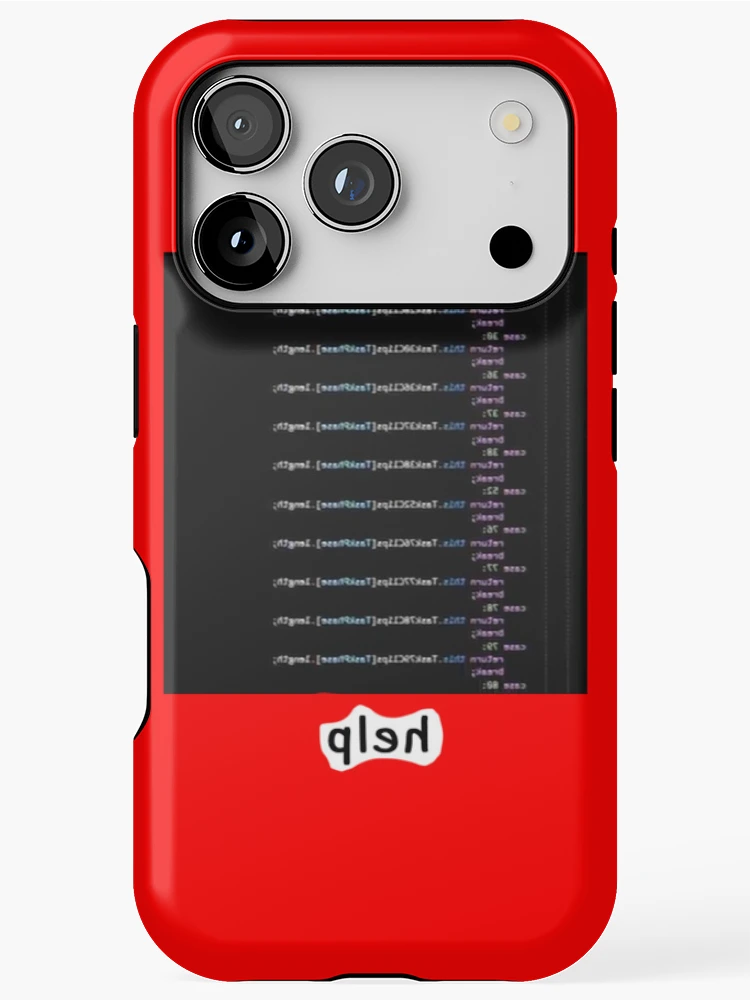 Thumbnail 1 of 4, iPhone Case, Cursed Code "Help" meme designed and sold by Rainy-Racoon.