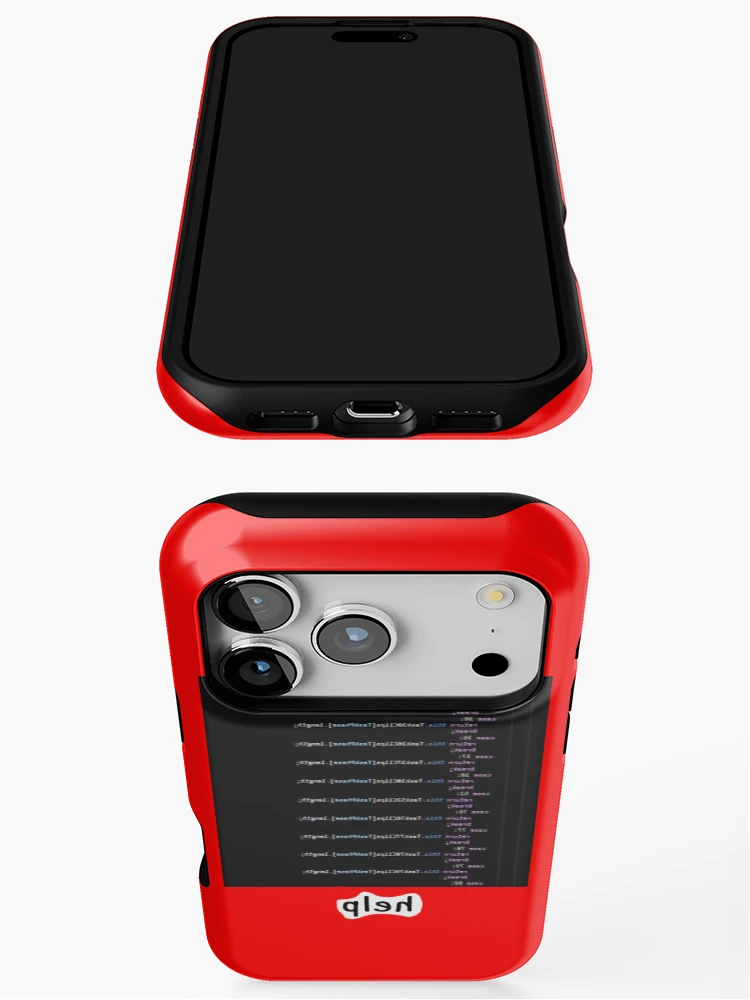 Thumbnail 3 of 4, iPhone Case, Cursed Code "Help" meme designed and sold by Rainy-Racoon.