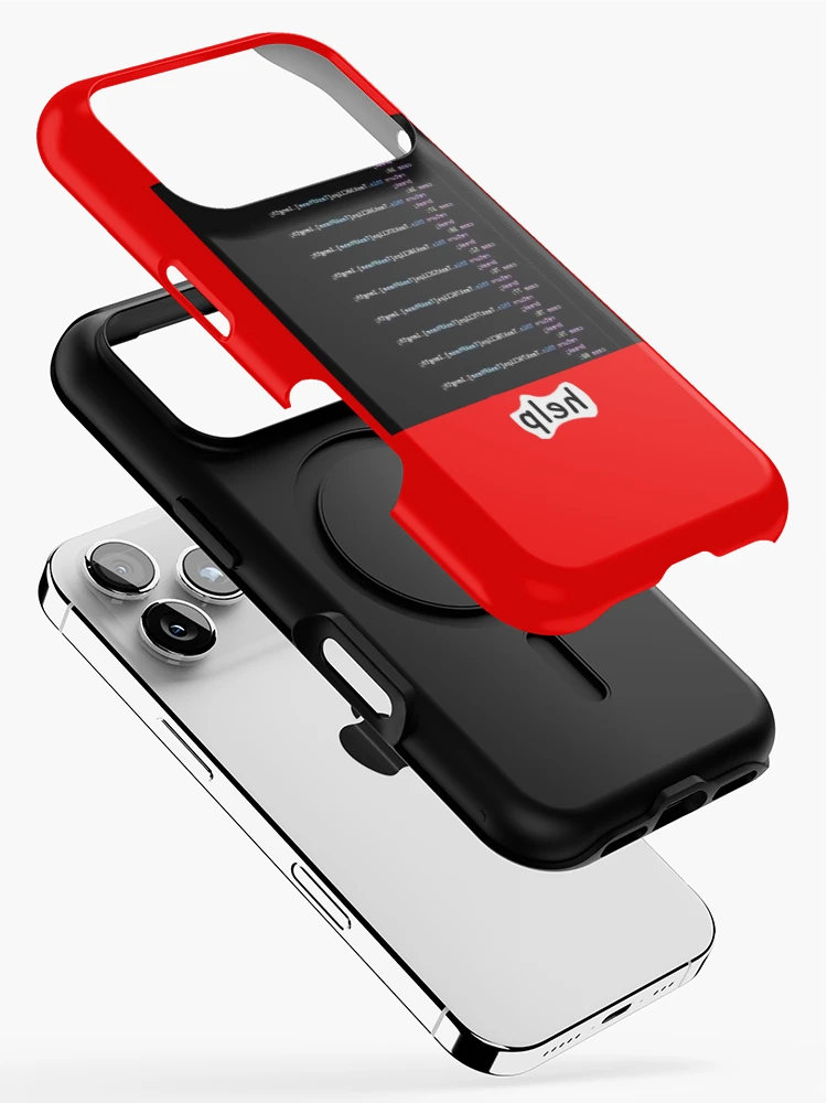 Thumbnail 2 of 4, iPhone Case, Cursed Code "Help" meme designed and sold by Rainy-Racoon.