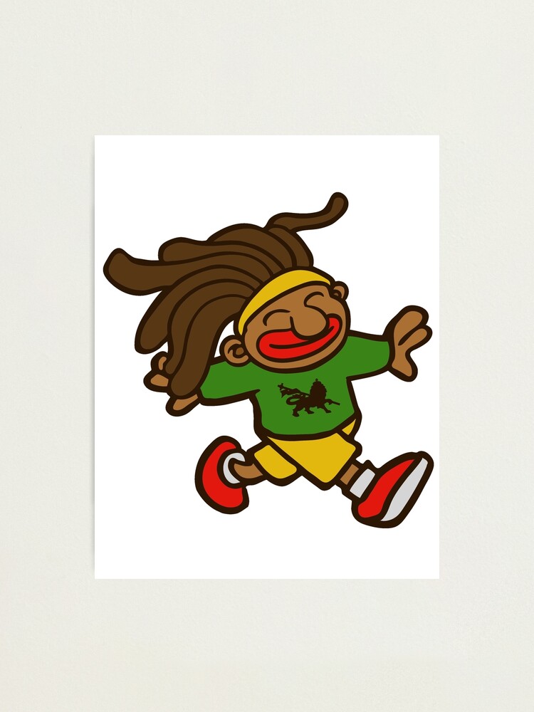 cartoon rasta reggae afro boy