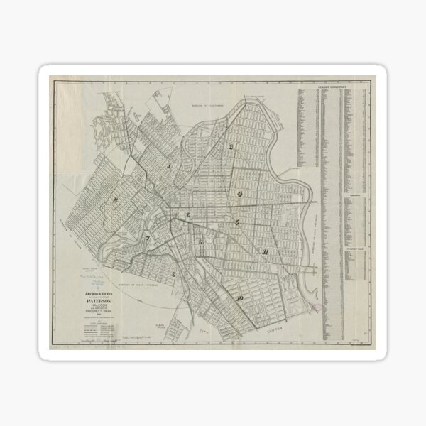 Vista previa del artículo con la obra «Mapa vintage de Paterson NJ (1920)», diseñado y vendido por BravuraMedia.