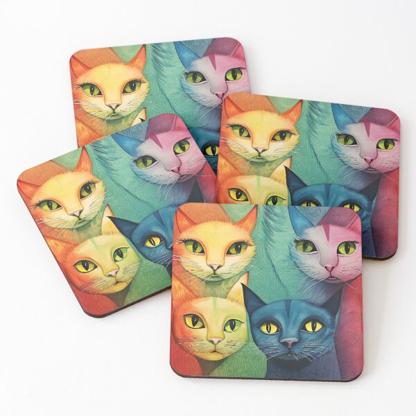 Item preview, Colorful cats in rainbow colors designed and sold by Pixelartistin.