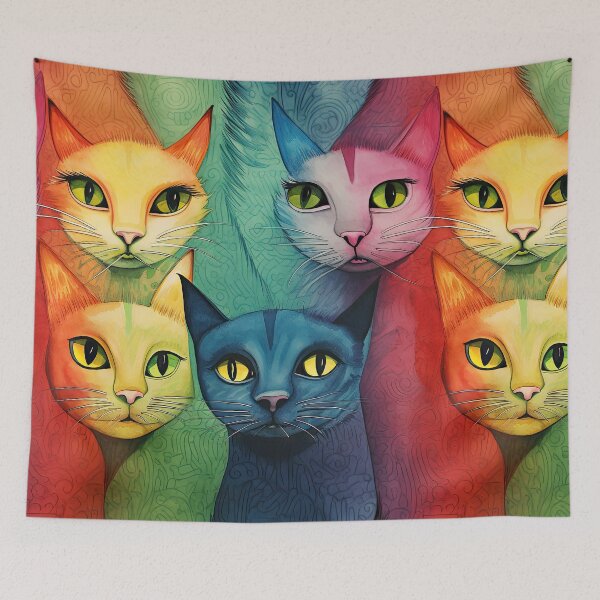 Item preview, Colorful cats in rainbow colors designed and sold by Pixelartistin.