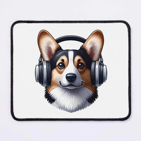 Item preview, Dog with Headphones - Tricolor corgi designed and sold by Truck Stop One.