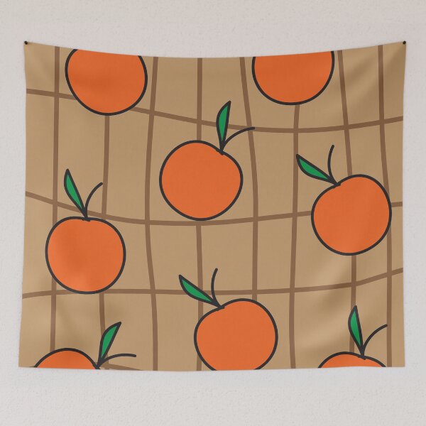 Item preview, Preppy cute oranges grid pattern designed and sold by fluffyfamcraft.