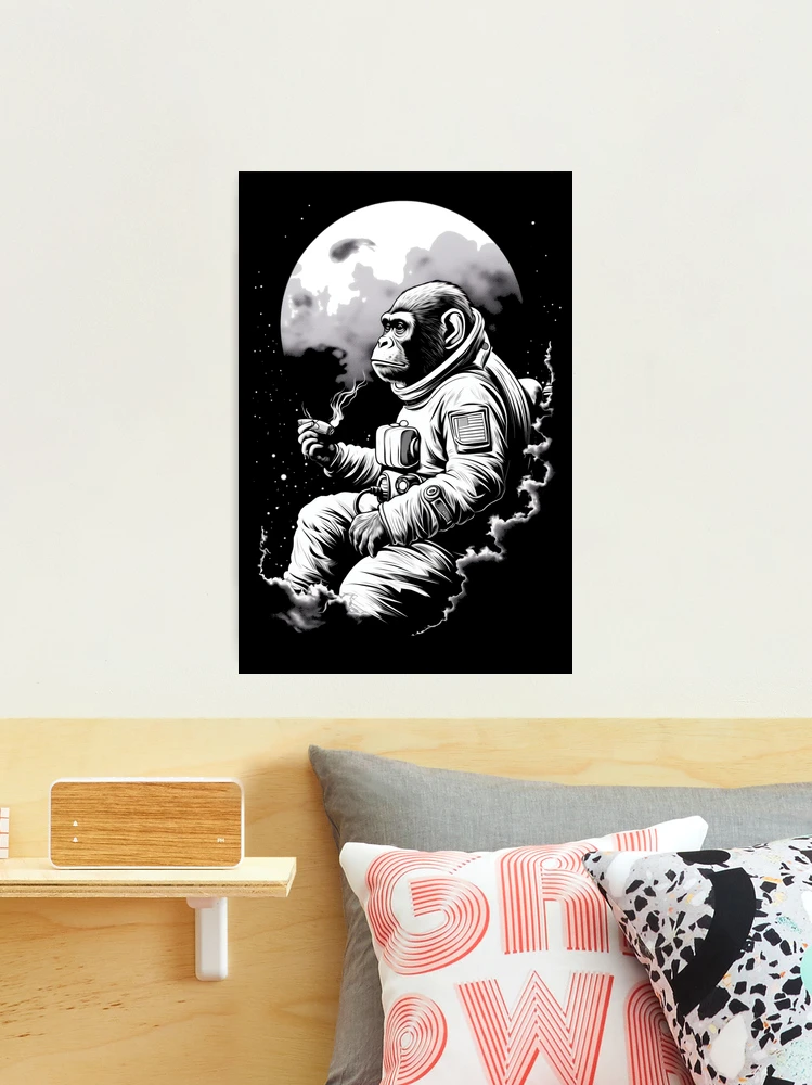 monkey smoking a cigarette in space "Space Space" Photographic Print for Sale by TheSamuraiCat Perfect to wear or to decorate your bag or backpack with. Astronaut Monkey Smoking a Cigar