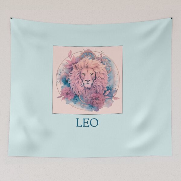Item preview, Pink Leo zodiac- Horescope/SunSign Theme  on blue back ground designed and sold by CosmicNook1.